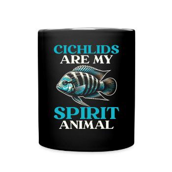 Buntbarsch Fischliebhaber Süßwasser Aquaristik Aquarium - Tasse einfarbig - Schwarz - Vorne