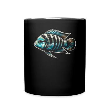 Cichlid Fish Lover Freshwater Fishkeeping Aquarium - Full Colour Mug - black - Front