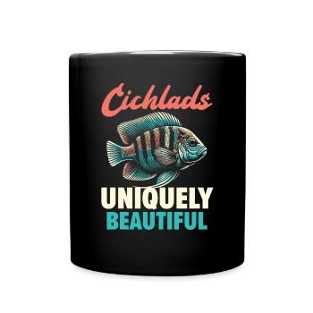 Buntbarsch-Fischliebhaber Süßwasser-Aquaristik - Tasse einfarbig - Schwarz - Vorne