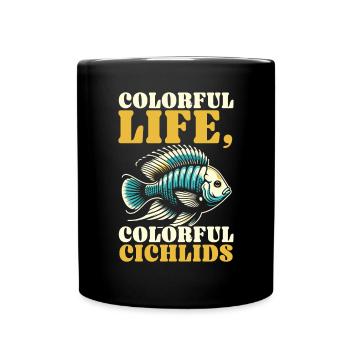 Buntbarsch-Fischliebhaber Süßwasser-Aquaristik - Tasse einfarbig - Schwarz - Vorne