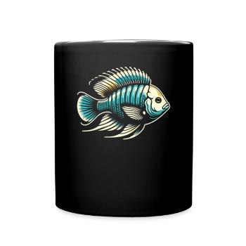 Cichlid Fish Lover Freshwater Fishkeeping Aquarium - Full Colour Mug - black - Front