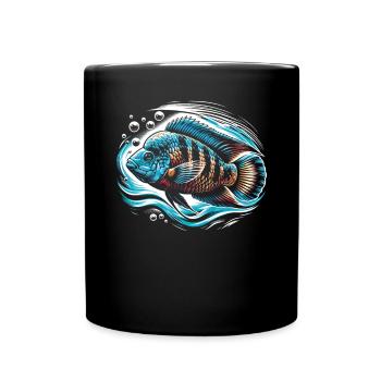 Buntbarsch-Fischliebhaber Süßwasser-Aquaristik - Tasse einfarbig - Schwarz - Vorne