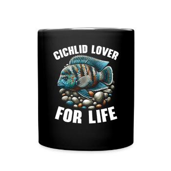 Buntbarsch Fischliebhaber Süßwasser Aquaristik Aquarium - Tasse einfarbig - Schwarz - Vorne