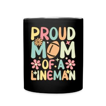 Groovy Football Lineman Mom - Tasse einfarbig - Schwarz - Vorne