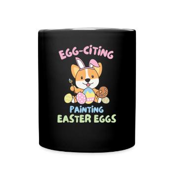 cute dogs for easter corgi - Full Colour Mug - black - Front