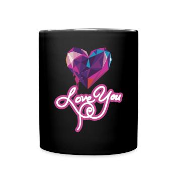 Love You Geometric Heart - Full Colour Mug - black - Front