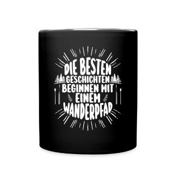 Wanderer Bergwandern Bergklettern Wandern - Tasse einfarbig - Schwarz - Vorne