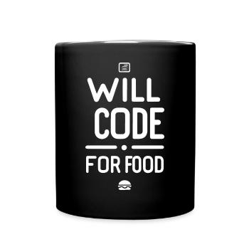 Will Code Pour Nourriture Drôle Programmeur - Mug uni - noir - Devant