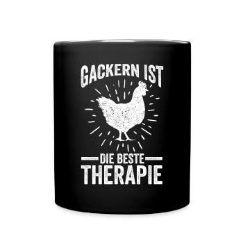 Huhn Bauer Bauernhof Küken Landwirt Hühner - Tasse einfarbig - Schwarz - Vorne