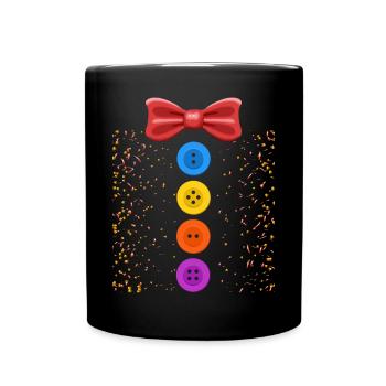 Ein lustiges Karneval Kostüm mit Knöpfen Karneval - Tasse einfarbig - Schwarz - Vorne