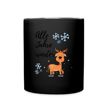 Winterzeit - das Winter Schneee Schneeflocken - Tasse einfarbig - Schwarz - Vorne