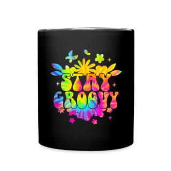 Groovy Tie Dye rétro des années 70 Hippie Vintage - Mug uni - noir - Devant