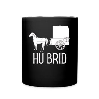 Hü Brid - Lustiges Hybrid Auto - Pferd Spruch - Tasse einfarbig - Schwarz - Vorne