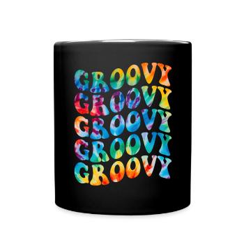 Groovy Tie Dye Retro 70s Hippie Vintage - Full Colour Mug - black - Front