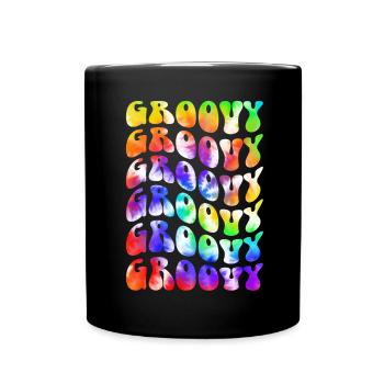 Groovy Tie Dye rétro des années 70 Hippie Vintage - Mug uni - noir - Devant