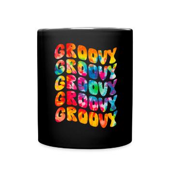 Groovy Tie Dye Retro 70s Hippie Vintage - Full Colour Mug - black - Front