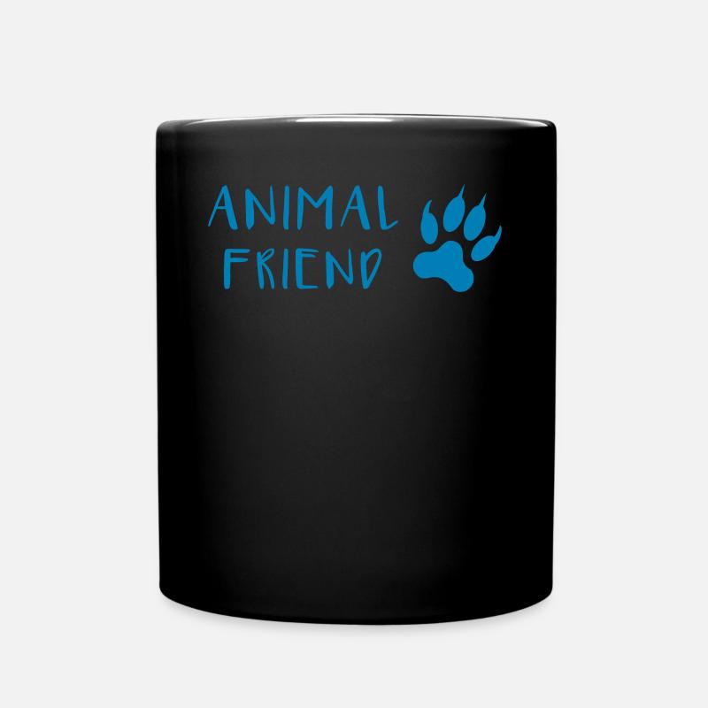 Tierfreund Schrift Pfotenabdruck Stil - Tasse einfarbig - Schwarz