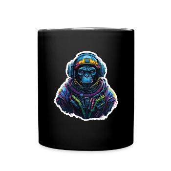 Gorilla-Astronaut Neon - Tasse einfarbig - Schwarz - Vorne