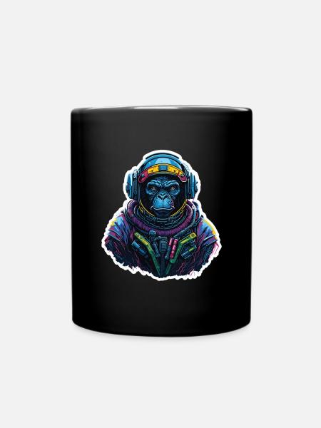 Gorilla Astronaut Neon - Full Colour Mug - black