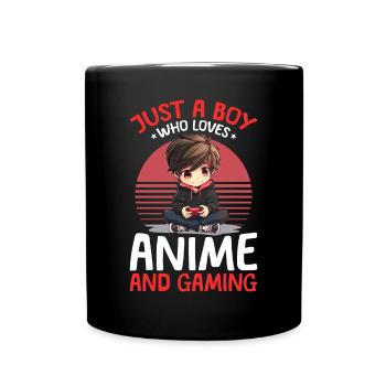 Anime Gaming Boy Manga Gamer Otaku Just a Boy - Full Colour Mug - black - Front
