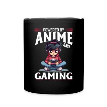 Anime Gaming Boy Manga Gamer Otaku Powered By - Full Colour Mug - black - Front