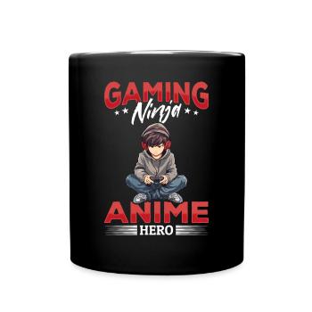 Anime Gaming Boy Manga Gamer Otaku Gaming Ninja - Full Colour Mug - black - Front