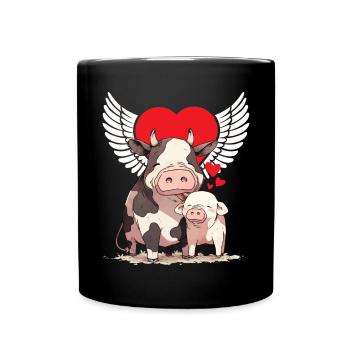 Amoureux des animaux Amoureux des animaux Vache Cochon Bien-être animal Coeur - Mug uni - noir - Devant