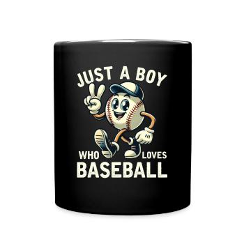 Just A Boy Who Loves Baseball Boys Men - Full Colour Mug - black - Front