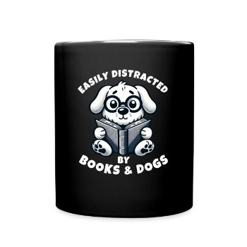 Children are easily seduced by books and dogs - Full Colour Mug - black - Front