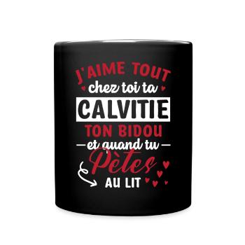 Cadeau Saint Valentin Homme Chauve - Mug uni - noir - Devant