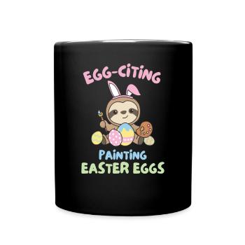 cute sloths for easter with easter eggs sloth - Full Colour Mug - black - Front