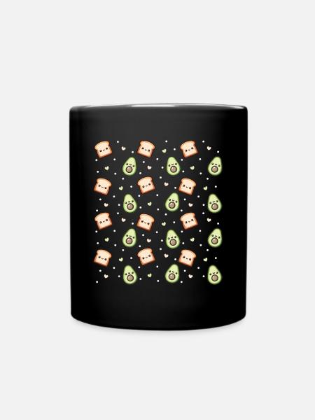 Kawaii Avocado Toast Fiesta - Niedliches Muster - Tasse einfarbig - Schwarz