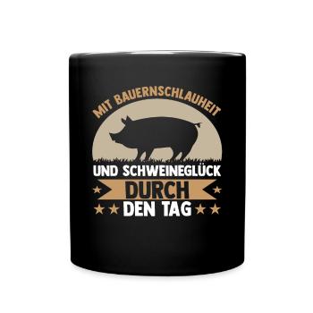 Schwein Schweinebauer Bauernhof Schweine - Tasse einfarbig - Schwarz - Vorne