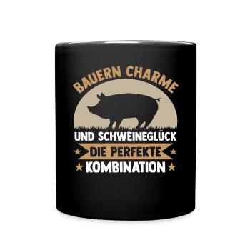 Schwein Schweinebauer Bauernhof Schweine - Tasse einfarbig - Schwarz - Vorne