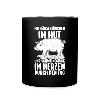 Schwein Schweinebauer Bauernhof Schweine - Tasse einfarbig - Schwarz - Vorne