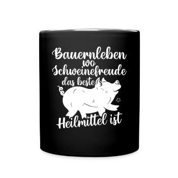 Schwein Schweinebauer Bauernhof Schweine - Tasse einfarbig - Schwarz - Vorne