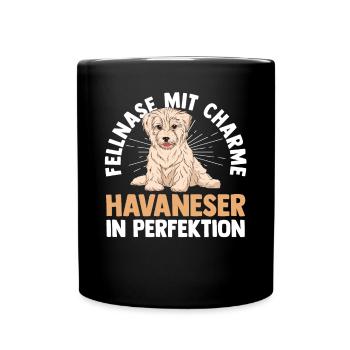 Hund Havaneser - Tasse einfarbig - Schwarz - Vorne