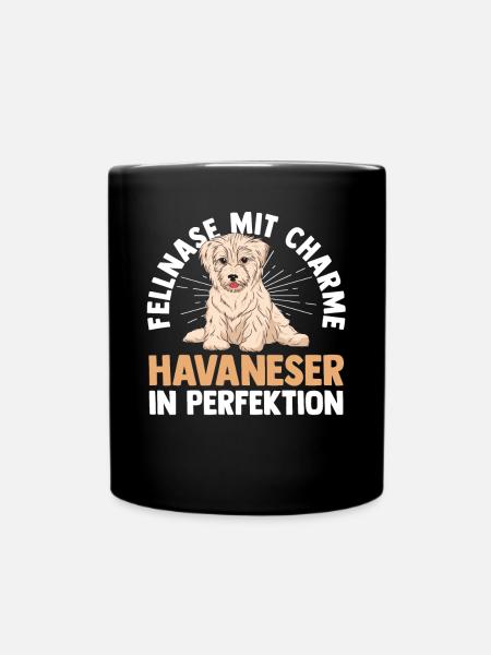Hund Havaneser - Tasse einfarbig - Schwarz