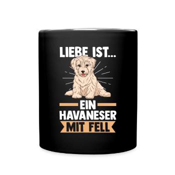 Hund Havaneser - Tasse einfarbig - Schwarz - Vorne