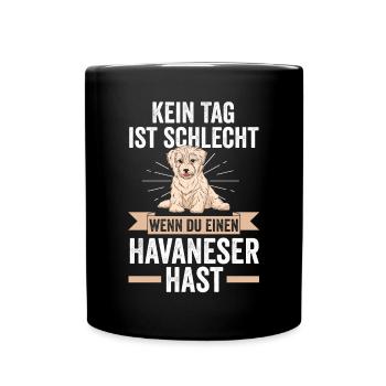 Hund Havaneser - Tasse einfarbig - Schwarz - Vorne