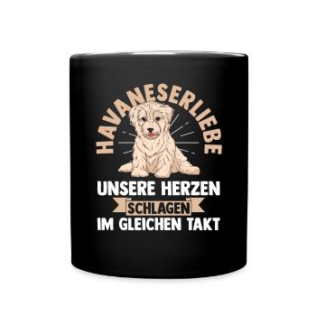 Hund Havaneser - Tasse einfarbig - Schwarz - Vorne