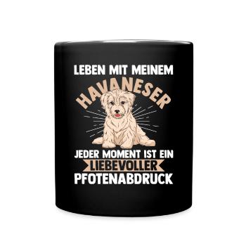 Hund Havaneser - Tasse einfarbig - Schwarz - Vorne