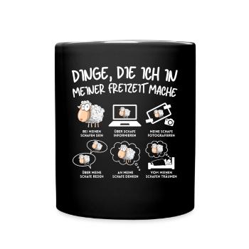 Lustiger Schaf Schafe Schäferei Schafhirte - Tasse einfarbig - Schwarz - Vorne