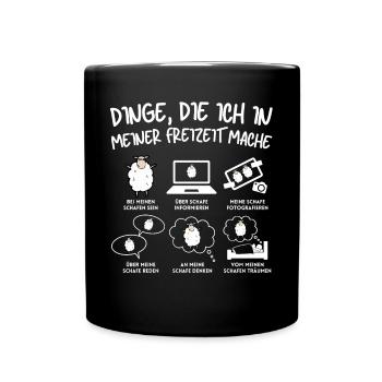 Lustiger Schaf Schafe Schäferei Schafhirte - Tasse einfarbig - Schwarz - Vorne
