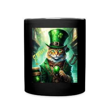 FÊTE DE LA SAINT-PATRICK CHAT BIÈRE TRÈFLE TRÈFLE - Mug uni - noir - Devant