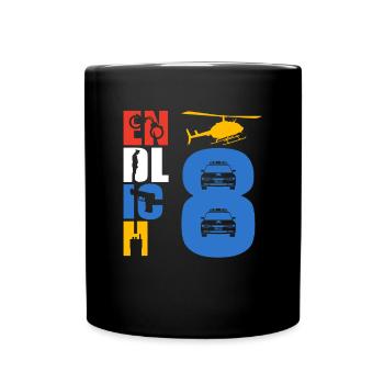 Endlich 8 Polizei - Tasse einfarbig - Schwarz - Vorne