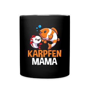 Karpfen Mama - Tasse einfarbig - Schwarz - Vorne