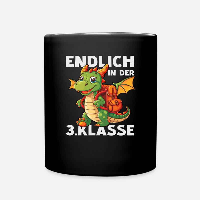 Drache 3 Klasse Jungen Mädchen Schule Drachen - Tasse einfarbig - Schwarz
