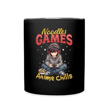 Anime Ramen Gaming Boy Manga Gamer Otaku - Full Colour Mug - black - Front