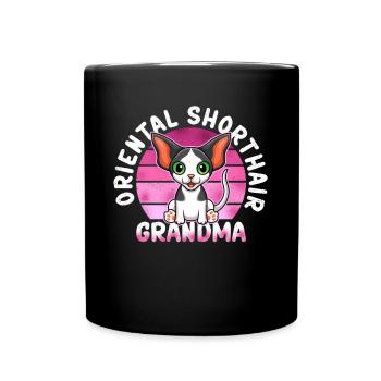 Oriental Shorthair Granny OKH Cat Gift - Full Colour Mug - black - Front